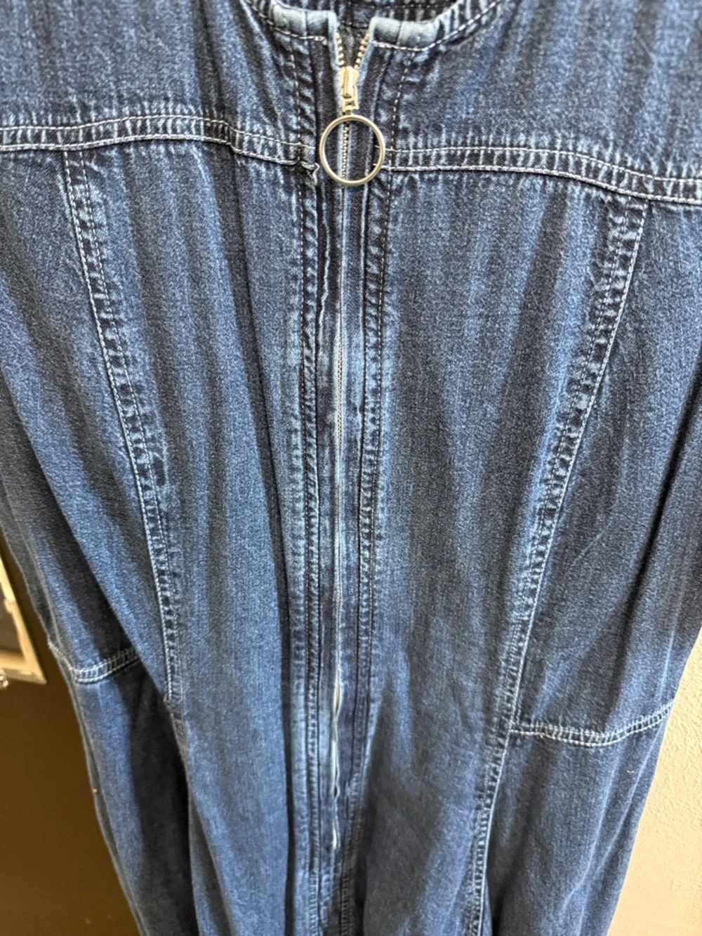 Zapelle Blue Denim Midi Dress with Front Zip - Picture 3 of 6